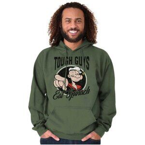 Popeye Tough Guys Eat Spinach Funny Hoodie Hooded Sweatshirt Men